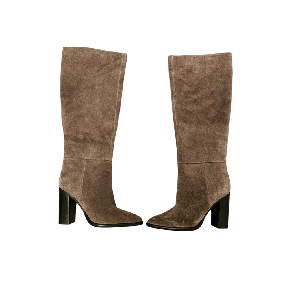 Marc Fisher LTD Gray Suede Tall Boots – Size 7M – Block Heel